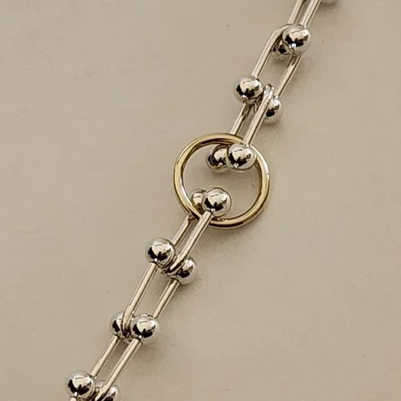Women Bracelet, New Handmade, 18k Yellow Gold Center piece, Size 7.5